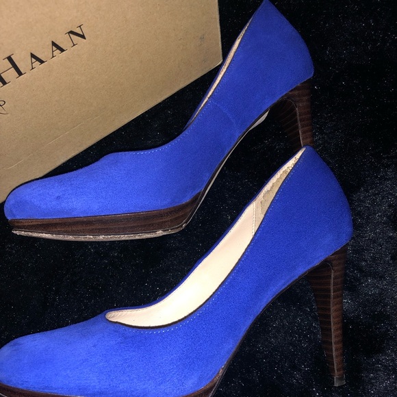 Escarpins Chelsea Cole Haan En Cuir Verni Bleu Cobalt - Taille 9.5 US, Talon Haut, Neuf Avec Boîte